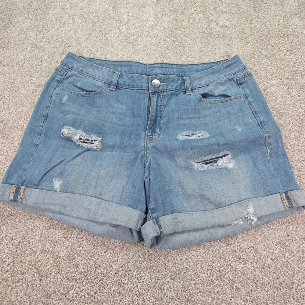 Lane Bryant Weekend Short Distressed Denim Jean Shorts Light Wash Cuffed Size 14